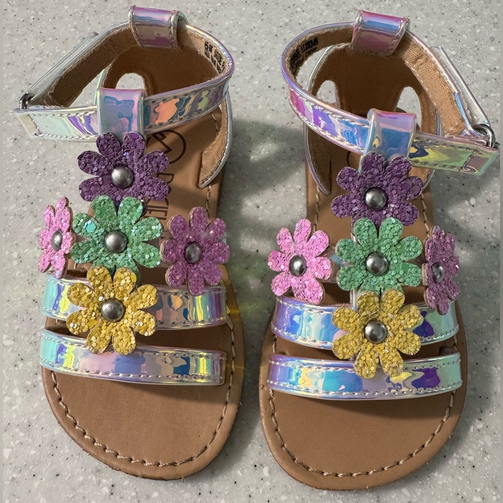 Girls sequin flower sandals